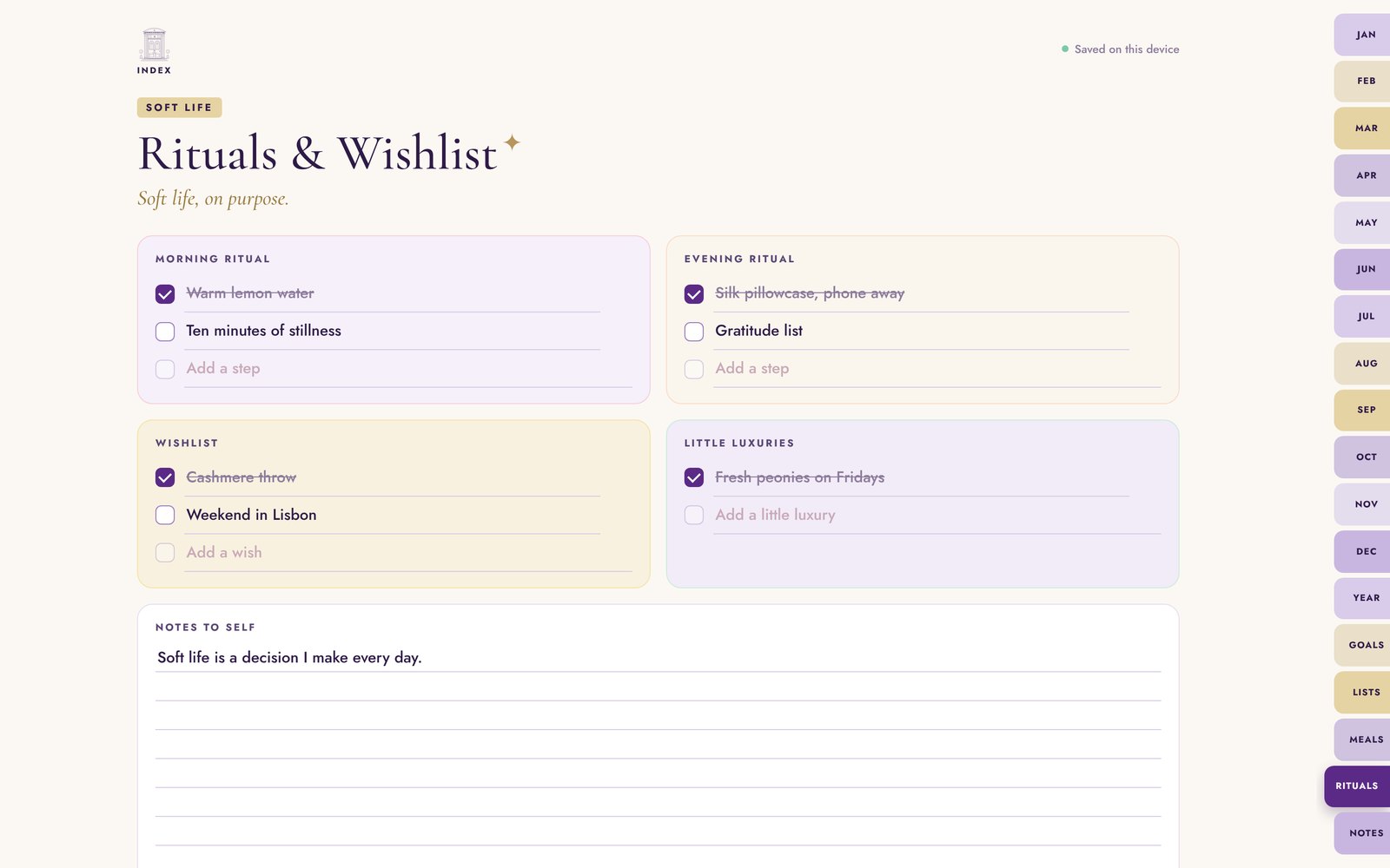 The Luxury Pocket Planner, rituals & wishlist, the luxury bonus